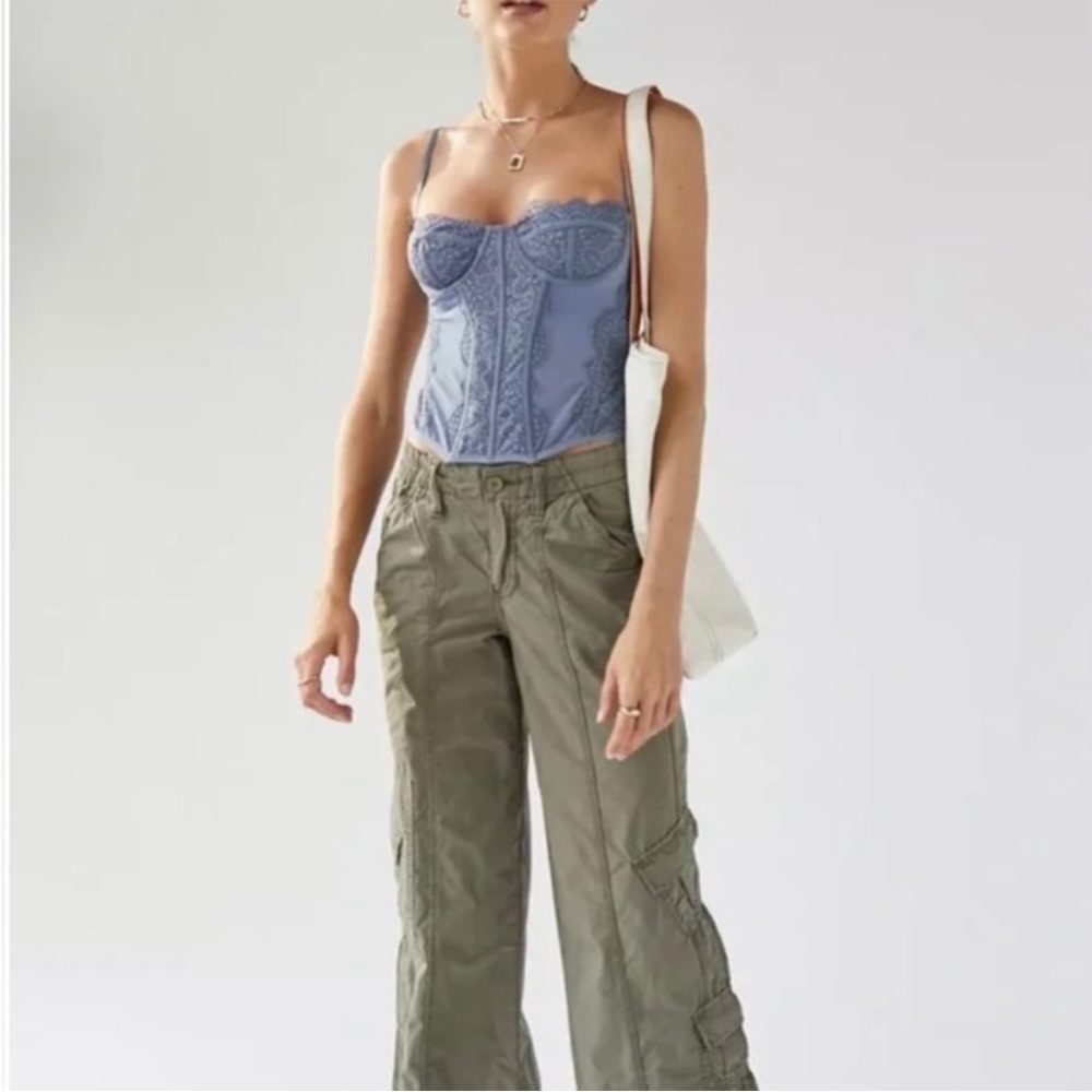 Urban outfitters coquette Corset fairy grunge lace blue lingerie ethereal small - Picture 2 of 13